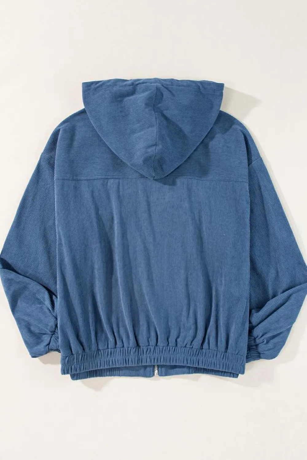 Discount Dear-Lover Corduroy Drawstring Hooded Pocket Zip Up Jacket Real Teal