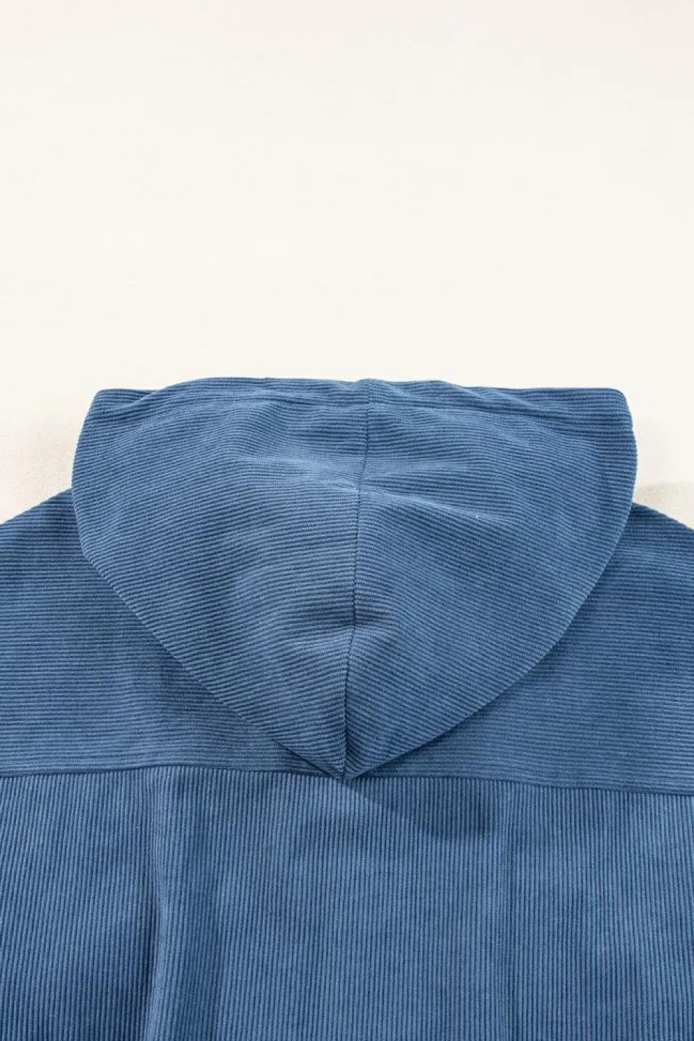 Discount Dear-Lover Corduroy Drawstring Hooded Pocket Zip Up Jacket Real Teal