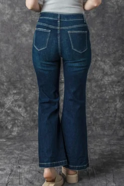 Clearance Dear-Lover High Rise Ripped Bell Bottom Jeans Real Teal