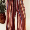 Outlet Dear-Lover Boho Ethnic Striped Print Tie Waist Wide Leg Pants Red