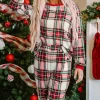 Hot Dear-Lover Christmas Plaid Allover Top and Pants Lounge Set Red