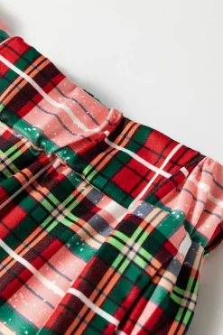 Hot Dear-Lover Christmas Plaid Allover Top and Pants Lounge Set Red