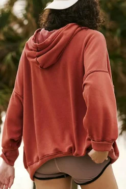Outlet Dear-Lover Drop Shoulder Pocketed Baggy Drawstring Hoodie Red Clay
