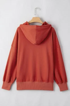 Outlet Dear-Lover Drop Shoulder Pocketed Baggy Drawstring Hoodie Red Clay