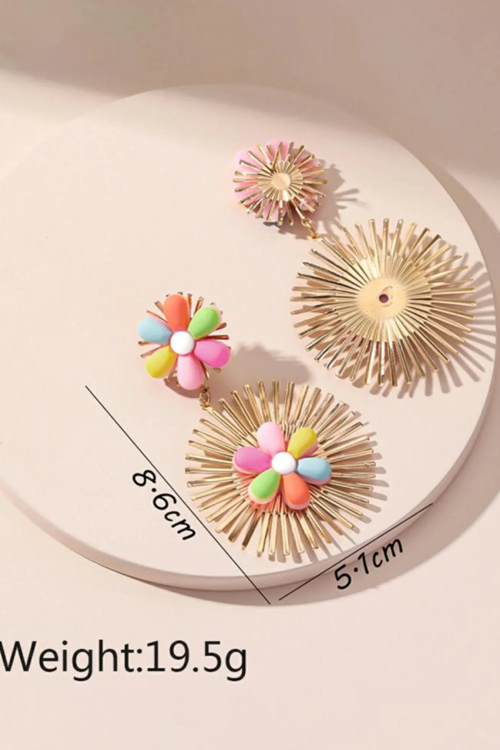 Clearance Dear-Lover Colorful Flower Gold-pleated Dangle Earrings Red