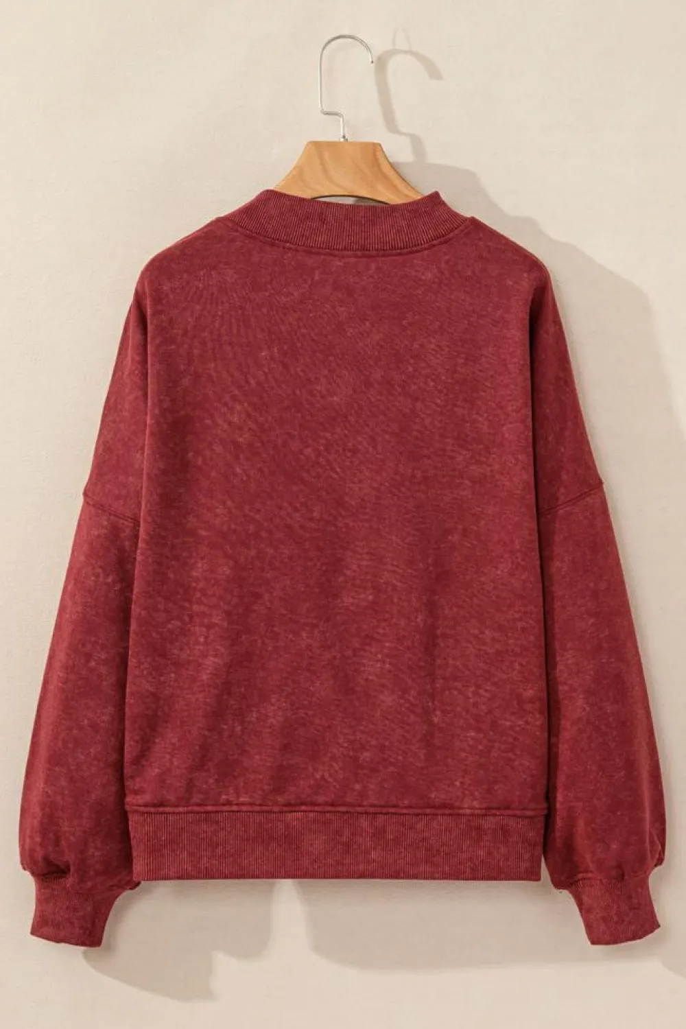Online Dear-Lover Drop Shoulder Crew Neck Pullover Sweatshirt Red Dahlia