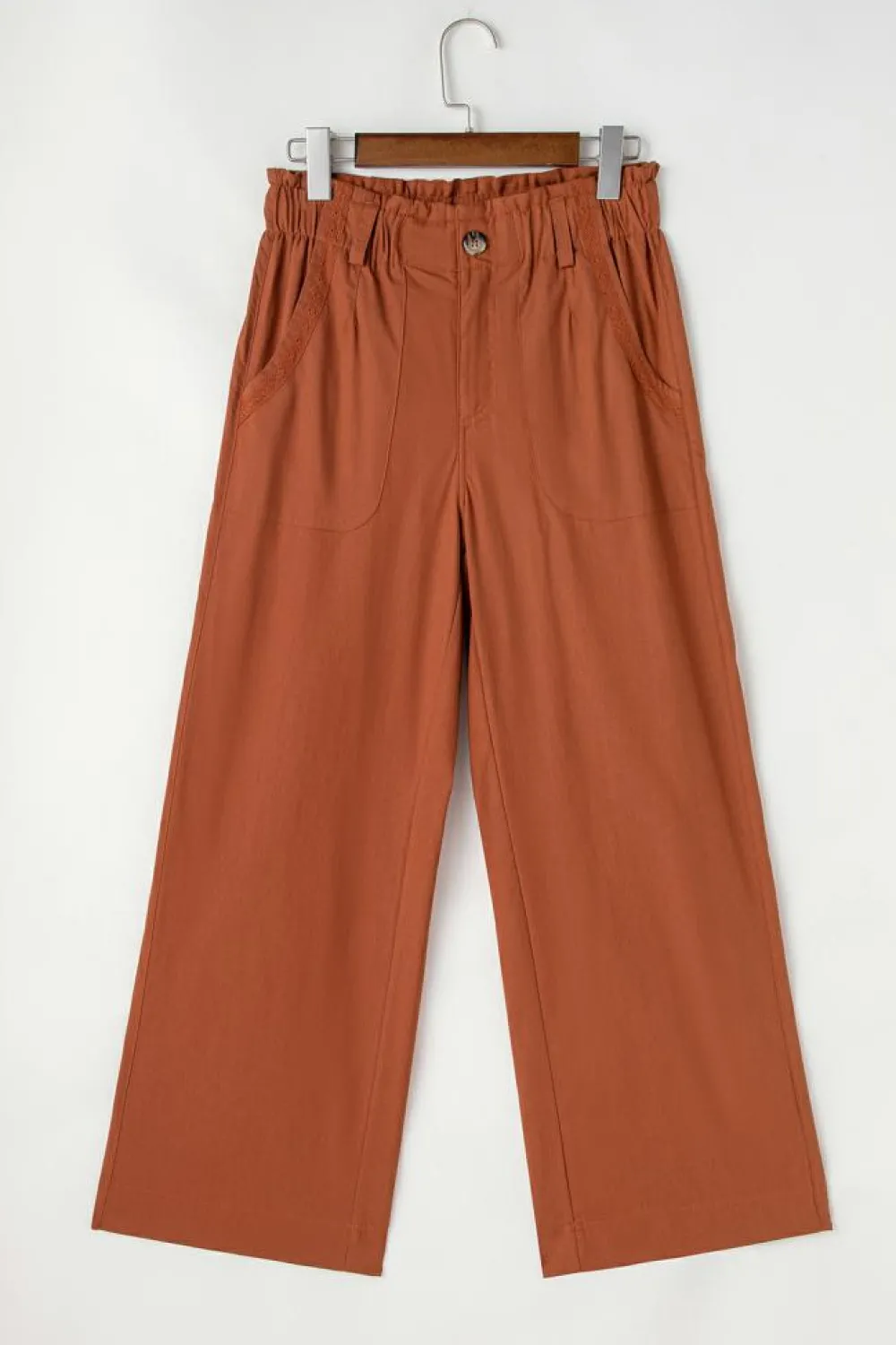 Outlet Dear-Lover Elastic Waist Pocketed Casual Straight Leg Pants Red Dahlia