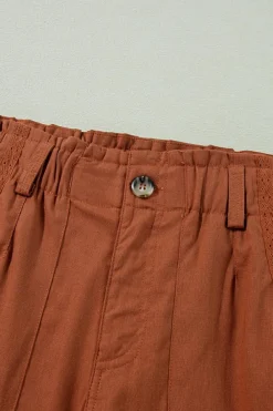 Outlet Dear-Lover Elastic Waist Pocketed Casual Straight Leg Pants Red Dahlia