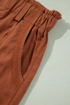 Outlet Dear-Lover Elastic Waist Pocketed Casual Straight Leg Pants Red Dahlia