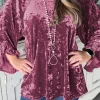 New Dear-Lover Velvet Pagoda Sleeve Crew Neck Top Red Dahlia