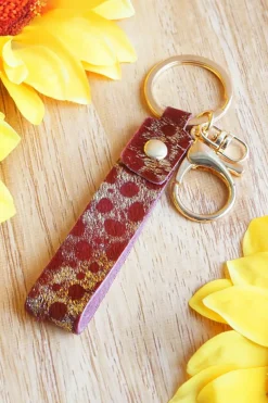Best Dear-Lover Western Fashion Leather Ornament Key Ring Red Dahlia