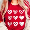 Discount Dear-Lover Red Diverse Heart Printed Crewneck Valentines Tee Red-2