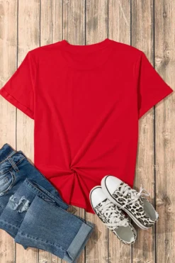 Discount Dear-Lover Red Diverse Heart Printed Crewneck Valentines Tee Red-2