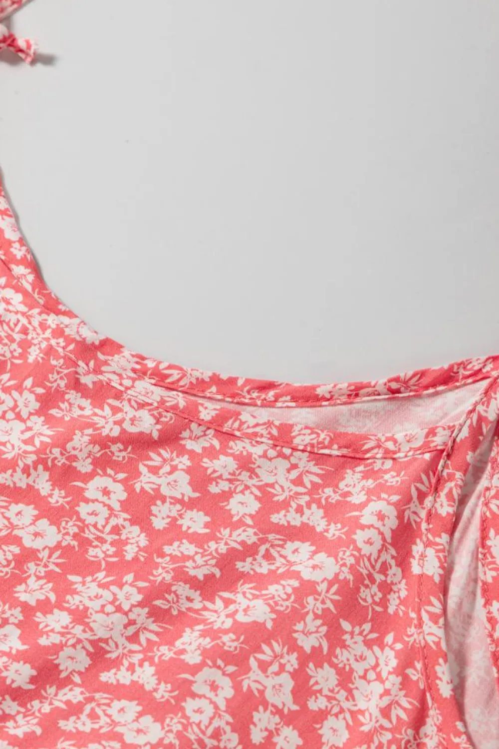 Clearance Dear-Lover Floral Adjustable Straps Babydoll Tank Top Red
