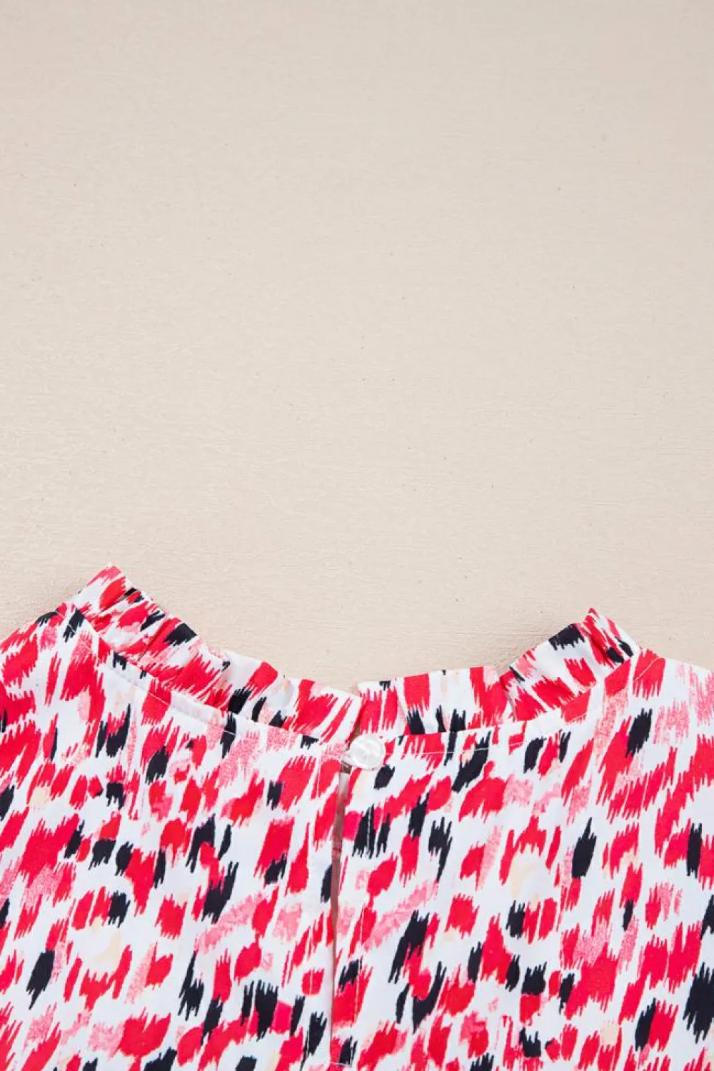 Outlet Dear-Lover Floral Mixed Print Ruffle Cap Sleeve Blouse Red