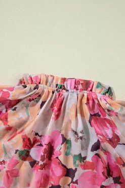 Sale Dear-Lover Floral Print Ruffled Stitch Buttoned Loose Fit Shirt Red
