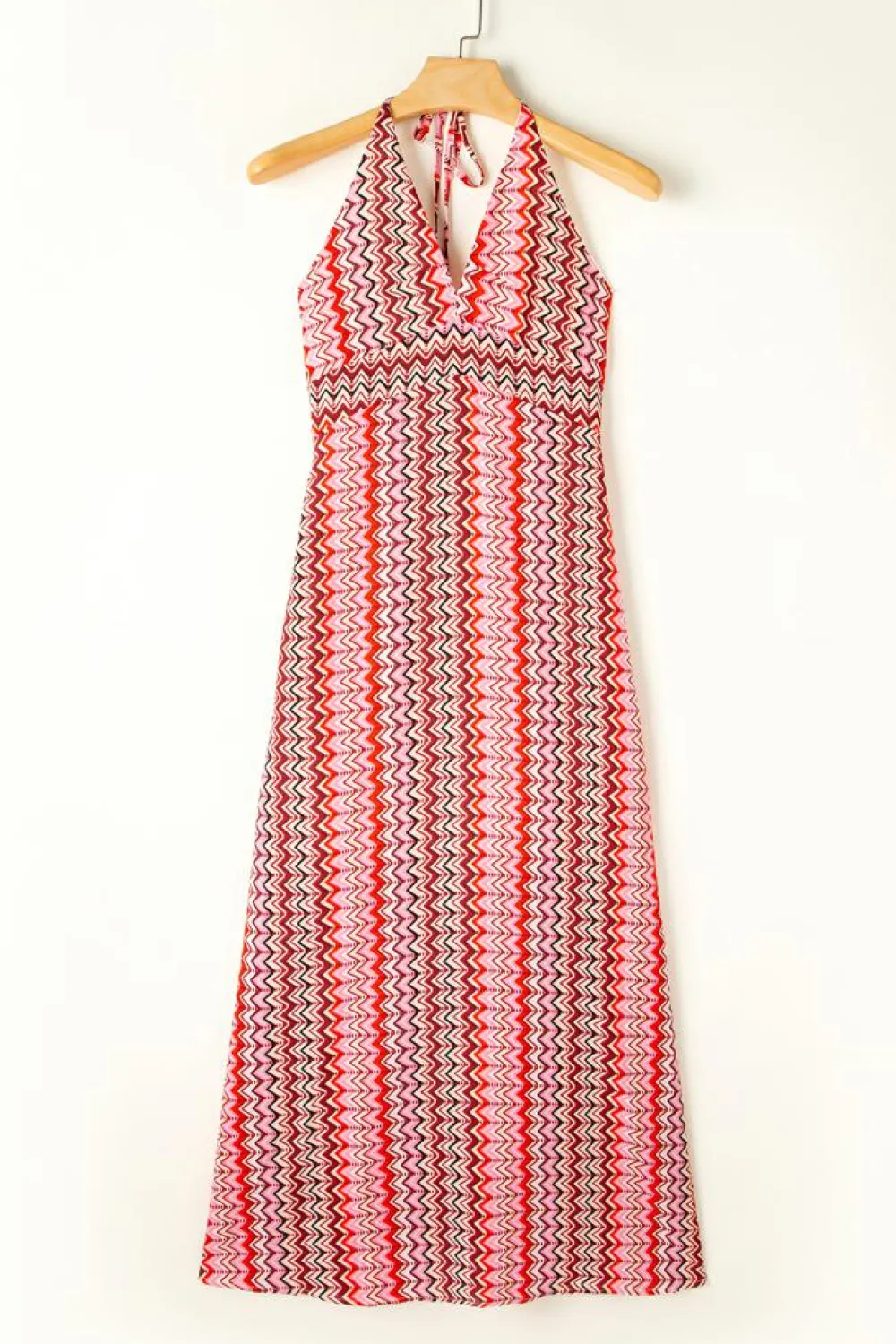 Outlet Dear-Lover Halter Neck Tribal Boho Printed Backless Maxi Dress Red