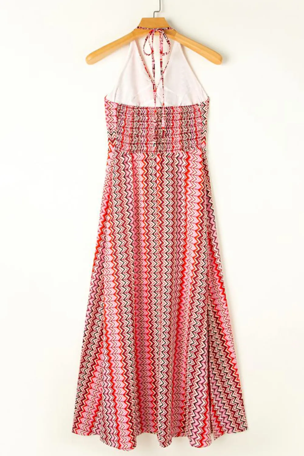 Outlet Dear-Lover Halter Neck Tribal Boho Printed Backless Maxi Dress Red