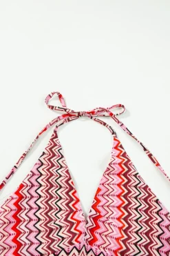 Outlet Dear-Lover Halter Neck Tribal Boho Printed Backless Maxi Dress Red