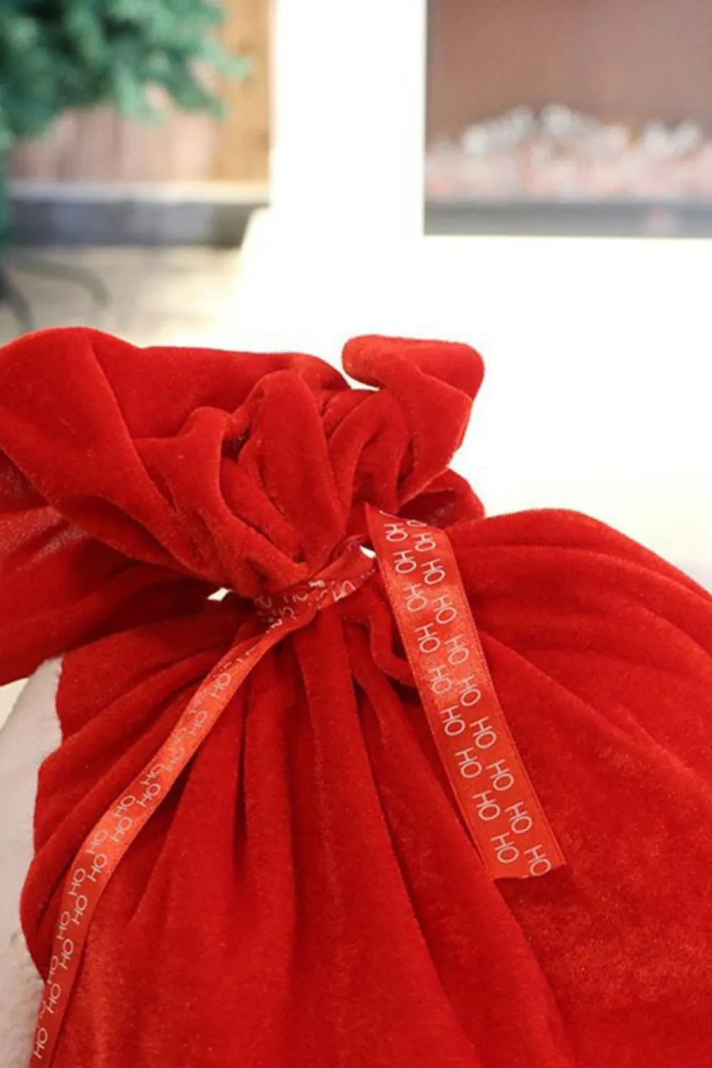 Online Dear-Lover Red HO HO HO Santa Claus Christmas Gift Bag Fiery Red