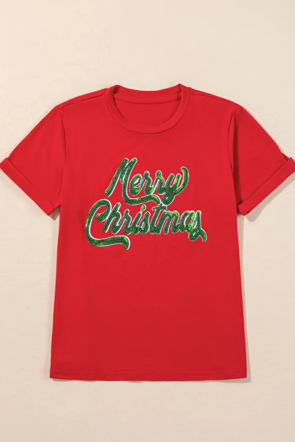 Sale Dear-Lover Red Merry Christmas Graphic Crewneck T Shirt Red-2
