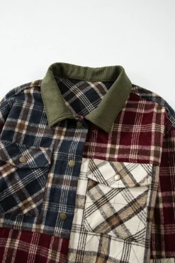 Hot Dear-Lover Mixed Plaid Patchwork Retro Shacket Red