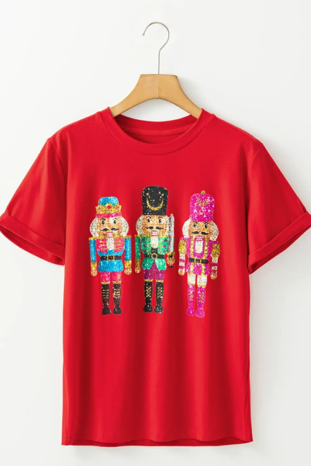 New Dear-Lover Red Nutcracker Printed Crewneck T Shirt Red-2