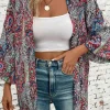 Discount Dear-Lover Paisley Print Open Front Kimono Red