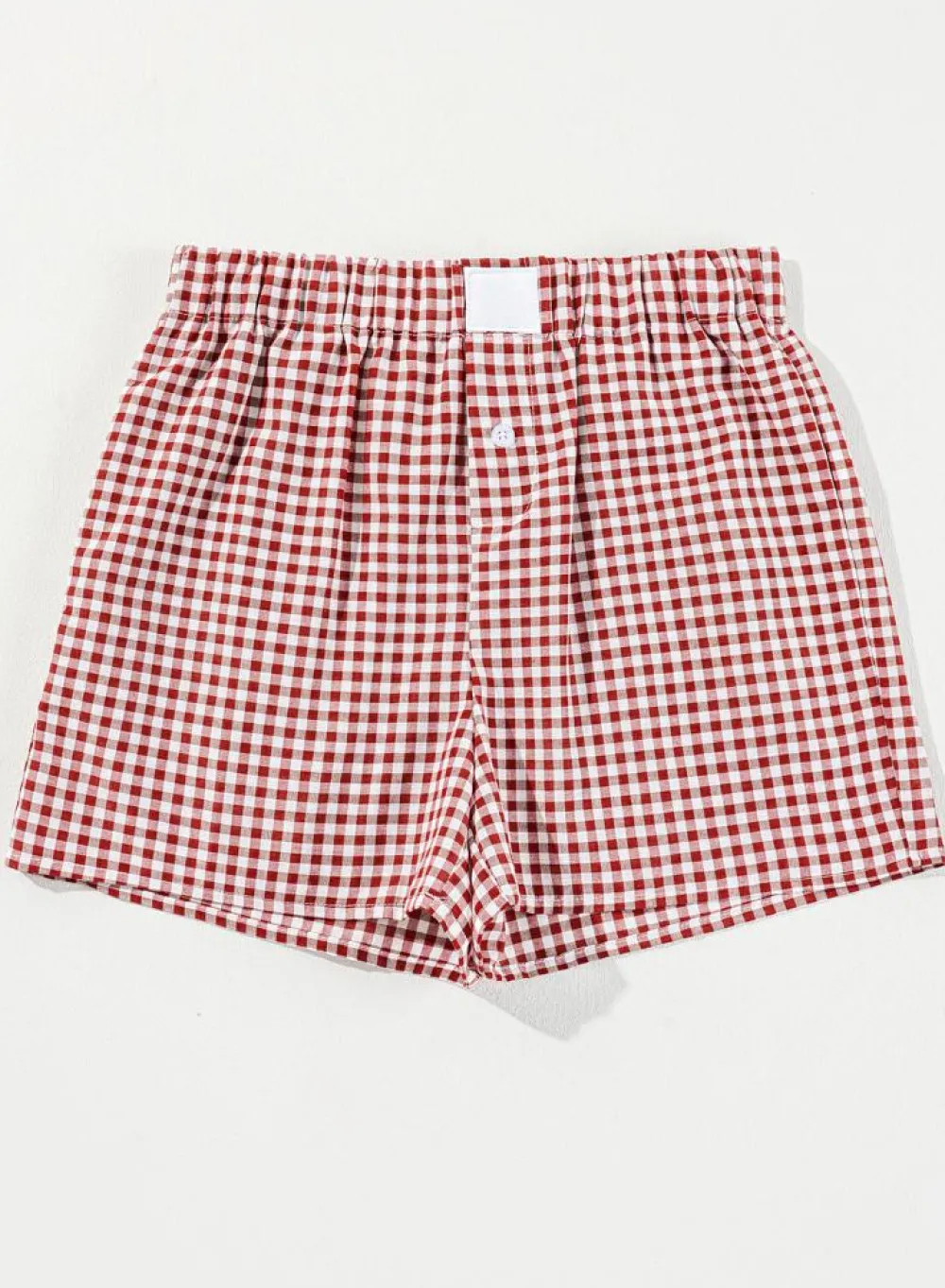 Online Dear-Lover Red Plaid Gingham Printed High Waist Shorts Red Stripe