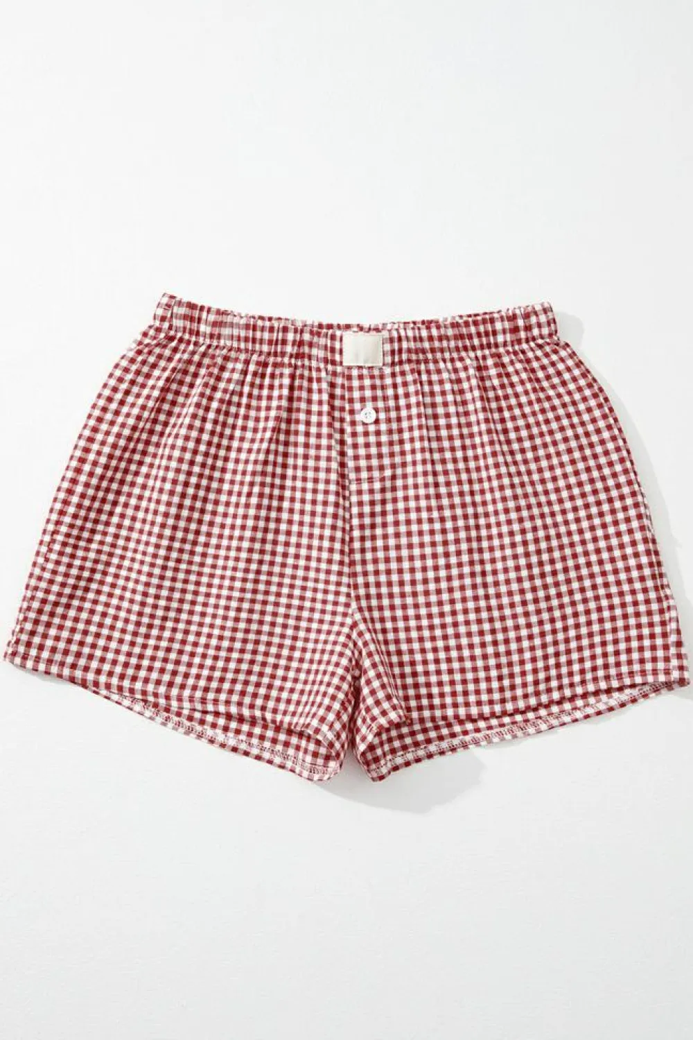 Online Dear-Lover Red Plaid Gingham Printed High Waist Shorts Red Stripe