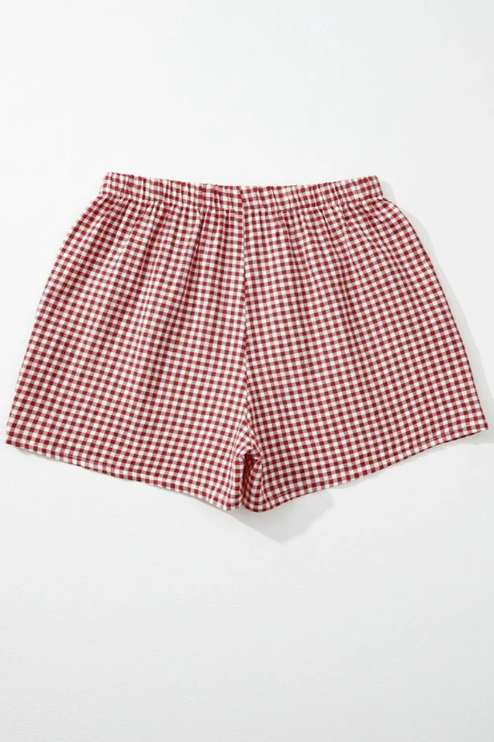 Online Dear-Lover Red Plaid Gingham Printed High Waist Shorts Red Stripe