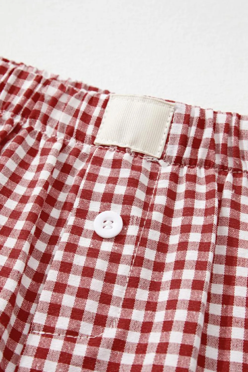 Online Dear-Lover Red Plaid Gingham Printed High Waist Shorts Red Stripe