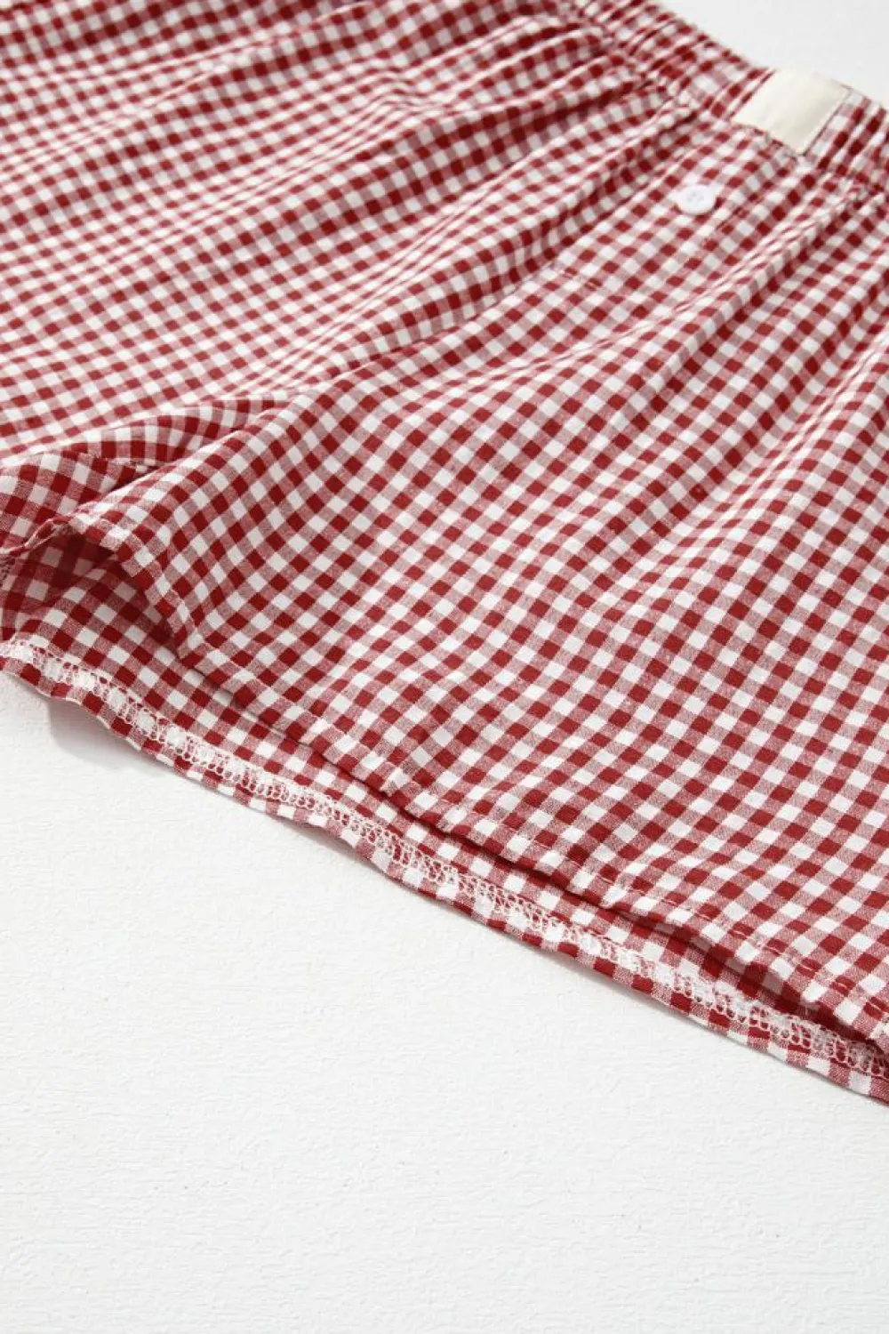 Online Dear-Lover Red Plaid Gingham Printed High Waist Shorts Red Stripe