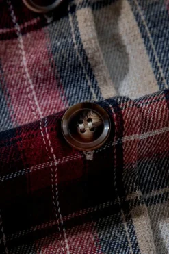 Outlet Dear-Lover Plaid Print Chest Pocket Buttoned Hooded Shacket Red