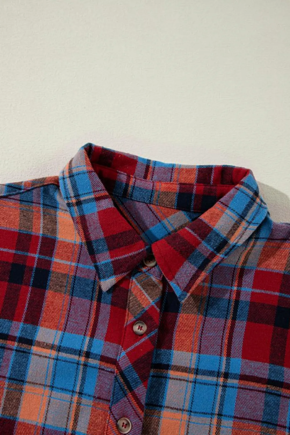 Online Dear-Lover Plaid Print Loose Vintage Shirt Red