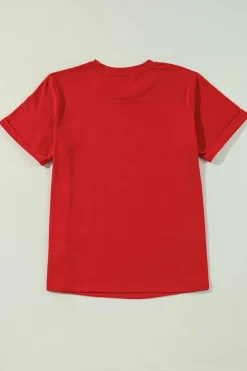 Best Dear-Lover Red Sequined Christmas Tree Graphic Crewneck T Shirt Red-2