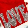 Fashion Dear-Lover Red Sequined LOVE Letter Valentines T-shirt Red-2