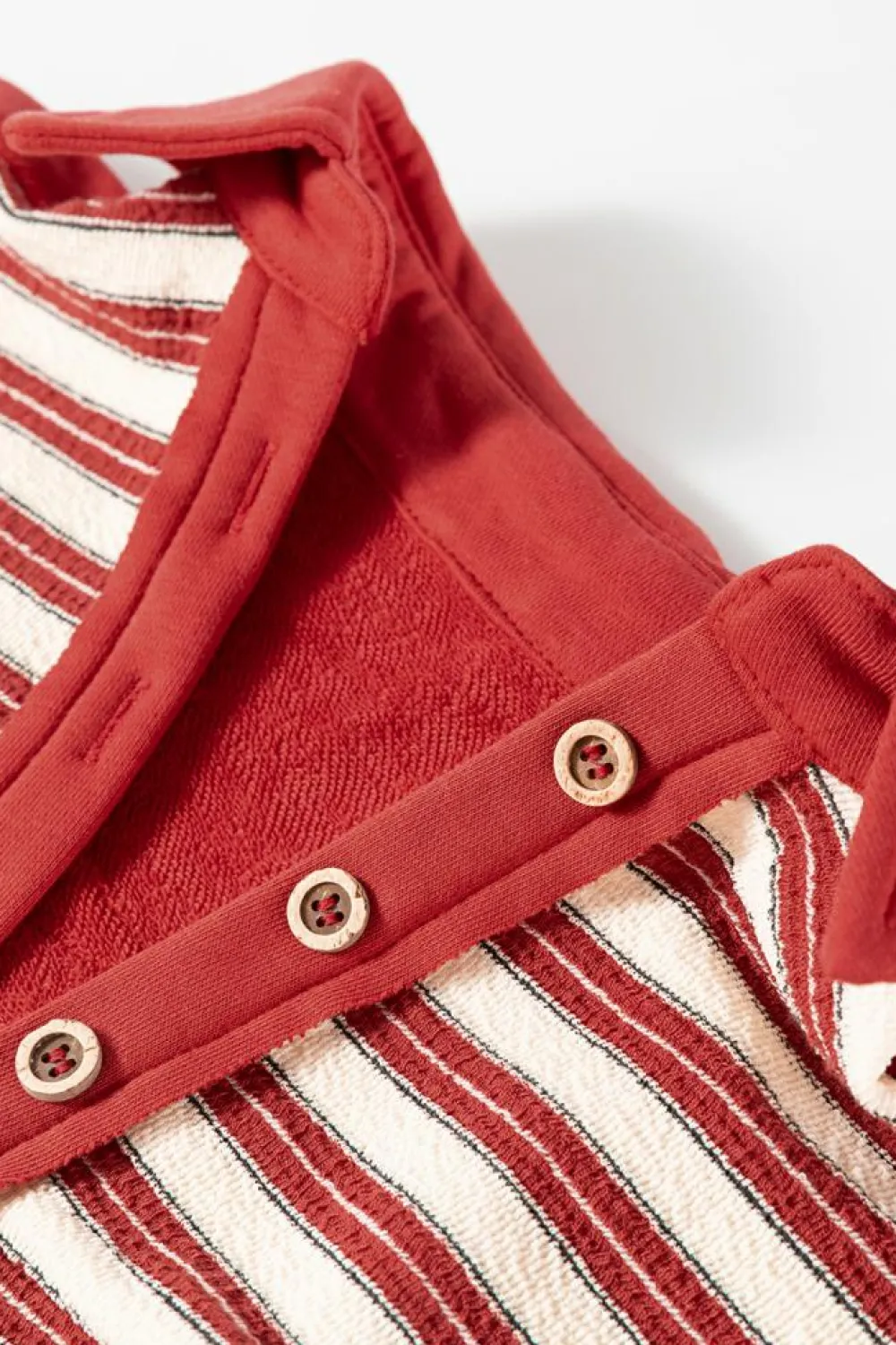 Clearance Dear-Lover Buttoned V Neck Collared Drop Shoulder Top Red Stripe