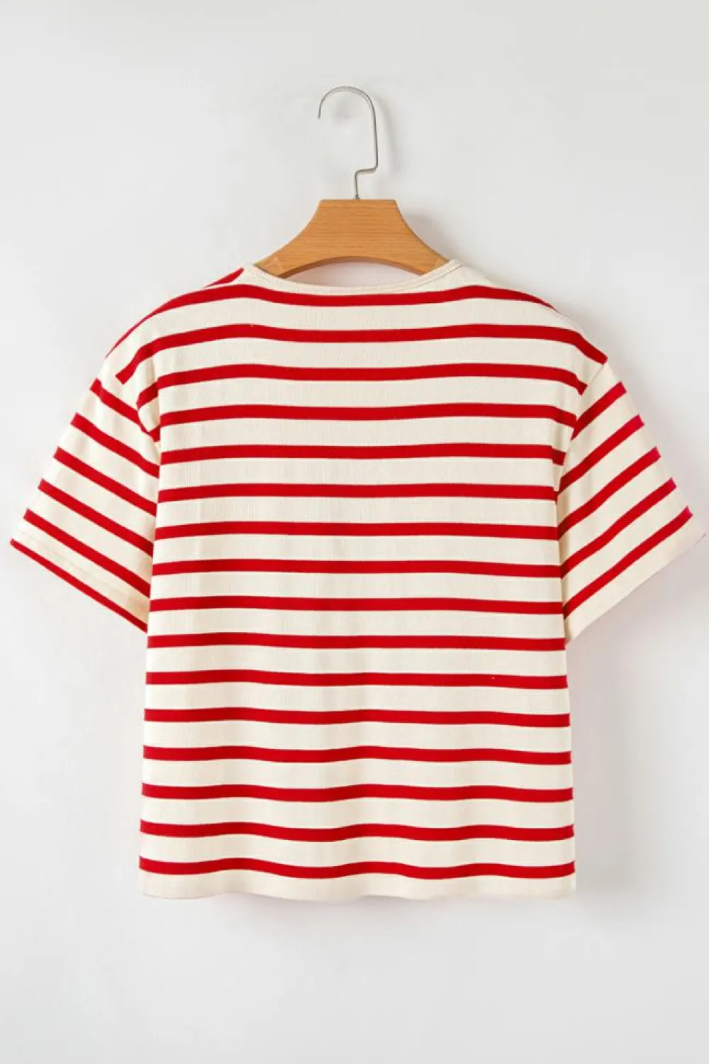 Sale Dear-Lover Lace-up Front Top and High Waist Shorts Set Red Stripe