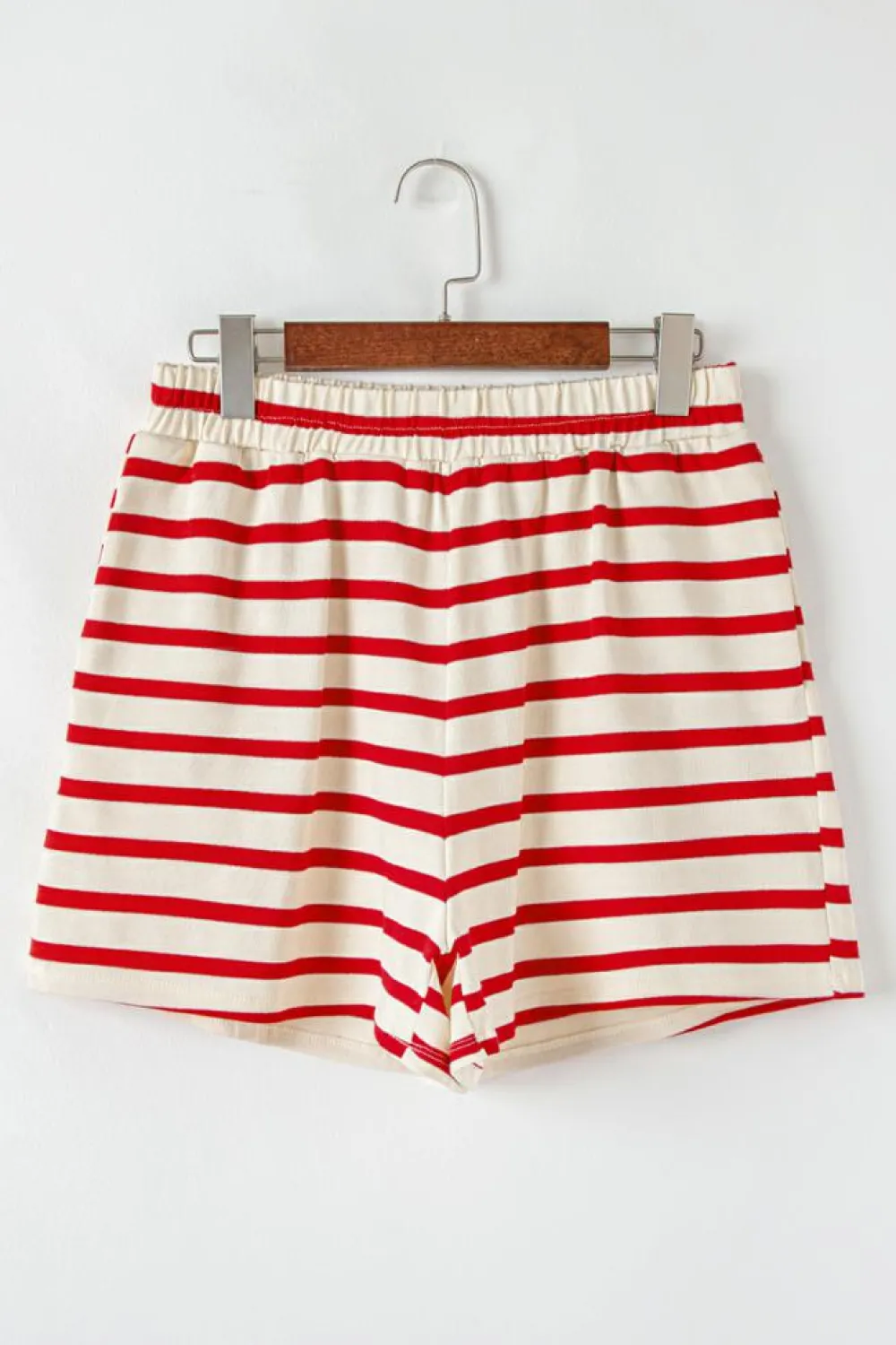 Sale Dear-Lover Lace-up Front Top and High Waist Shorts Set Red Stripe