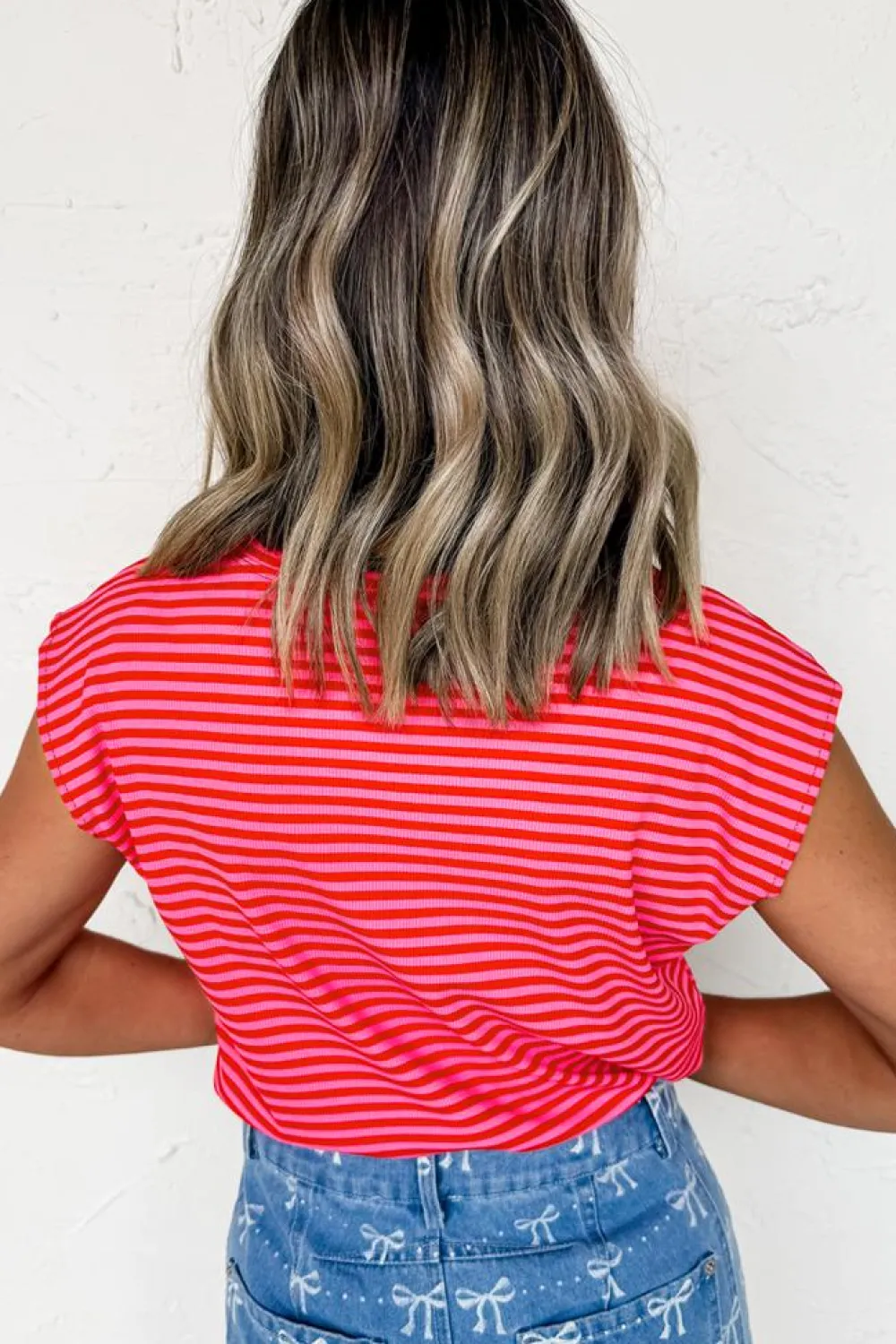 Discount Dear-Lover MAMA Graphic Cap Sleeve T Shirt Red Stripe