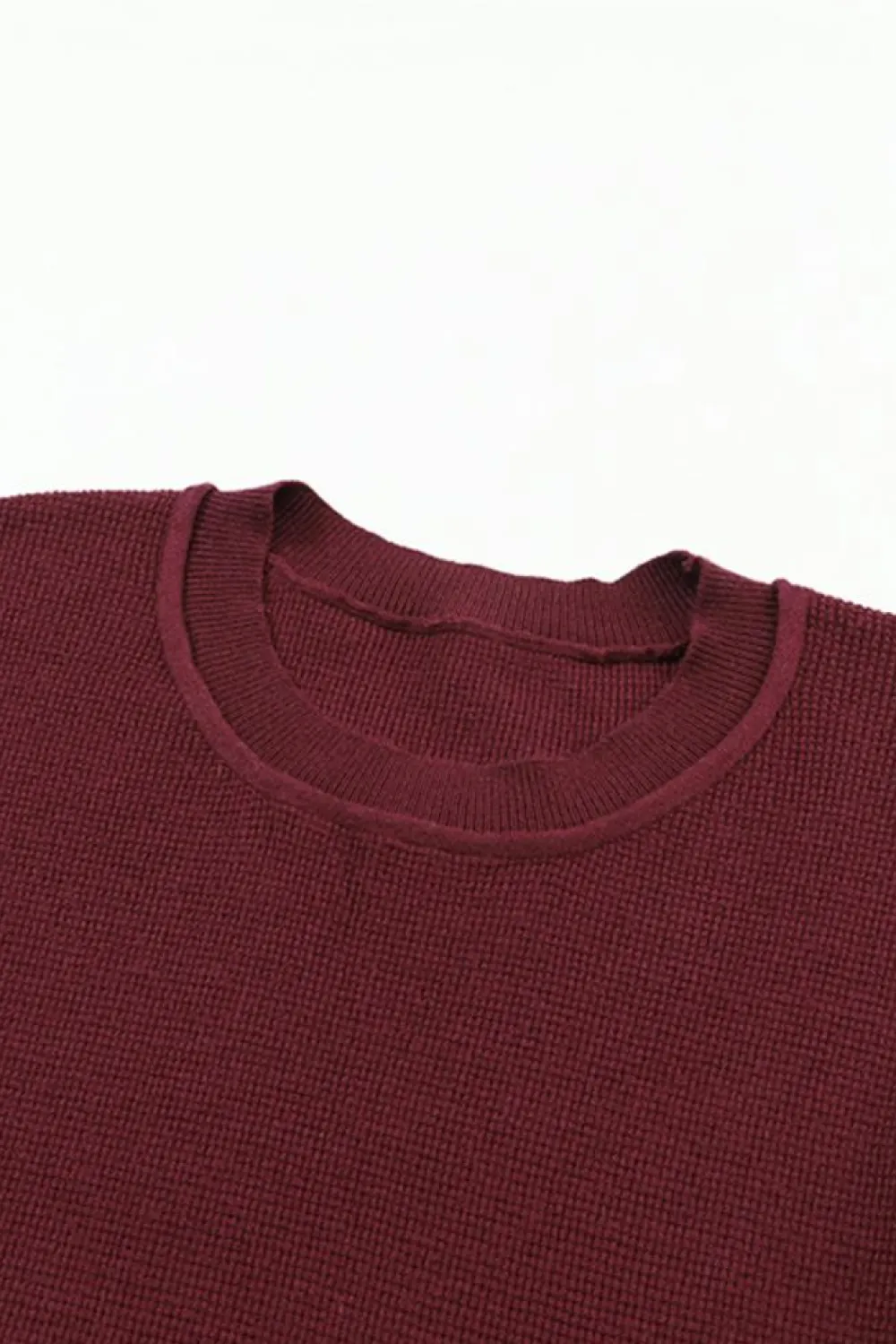 Best Dear-Lover Red Striped Sleeve Plain Knit Sweater Fiery Red