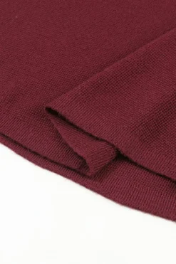 Best Dear-Lover Red Striped Sleeve Plain Knit Sweater Fiery Red