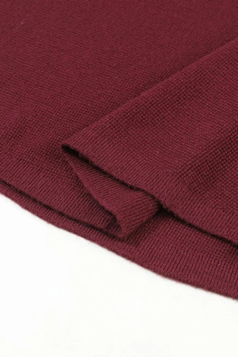 Best Dear-Lover Red Striped Sleeve Plain Knit Sweater Fiery Red