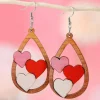 Outlet Dear-Lover Valentines 3 Hearts Insert Water Drop Earrings Red