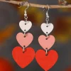 Sale Dear-Lover Valentines Day Heart Shape Tie Dangle Earring Red