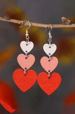 Sale Dear-Lover Valentines Day Heart Shape Tie Dangle Earring Red