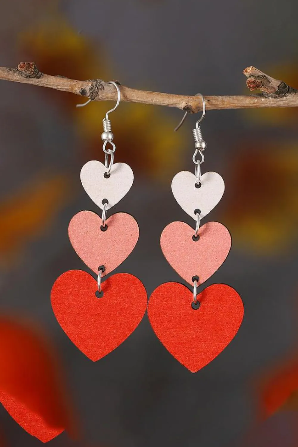 Sale Dear-Lover Valentines Day Heart Shape Tie Dangle Earring Red