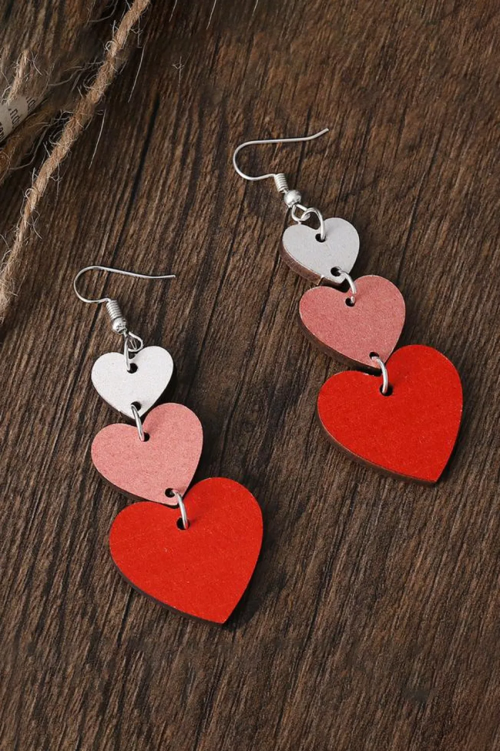 Sale Dear-Lover Valentines Day Heart Shape Tie Dangle Earring Red