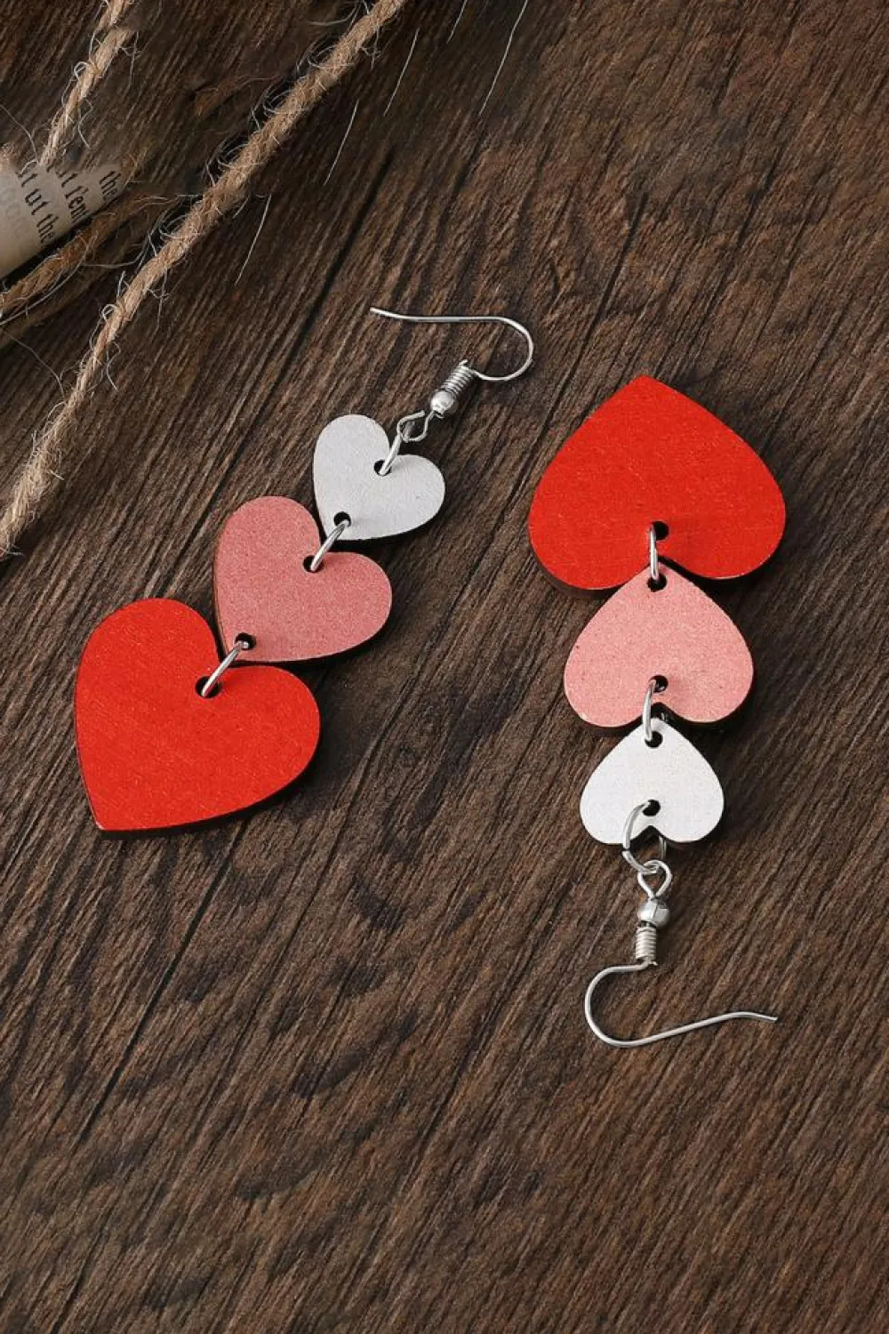 Sale Dear-Lover Valentines Day Heart Shape Tie Dangle Earring Red